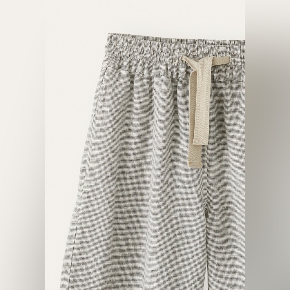 Poetry High-Twist Linen Drawstring Trousers | Size Small | Light Grey - Picture 2 of 8